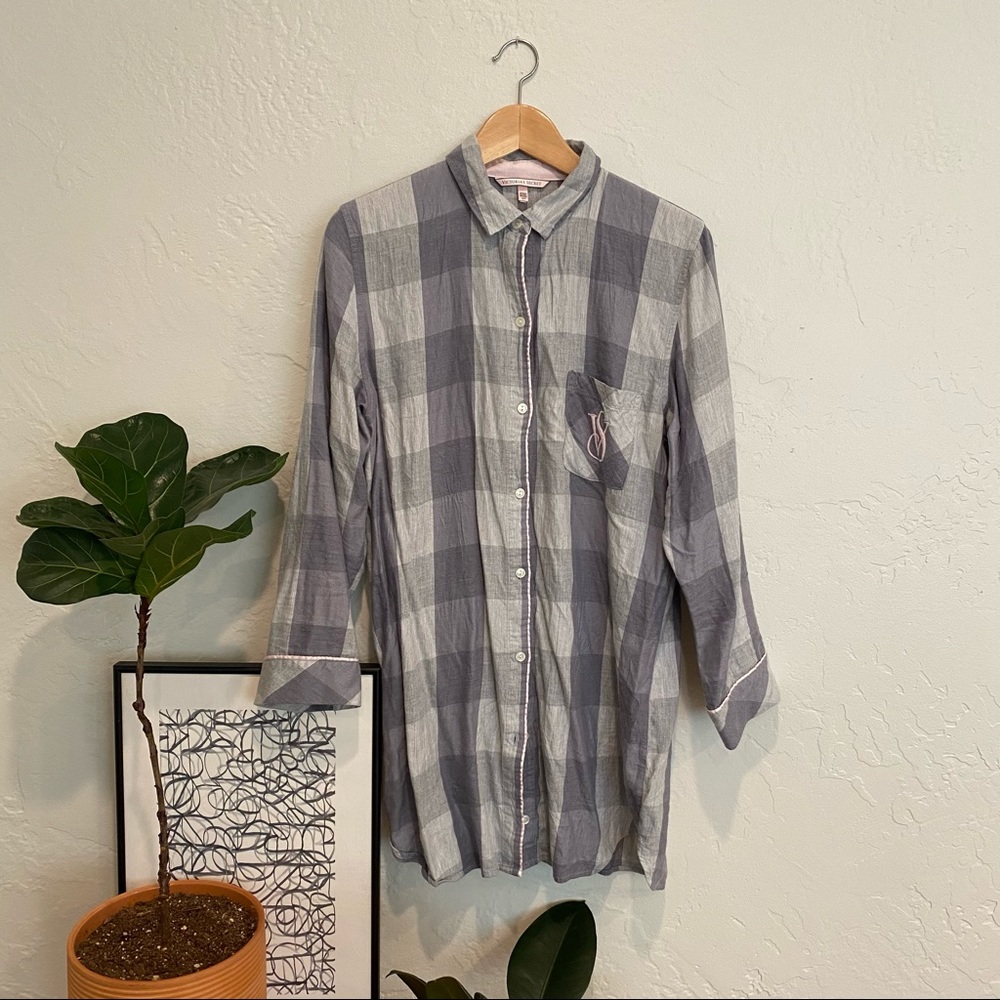VS Pink Button-Front Pajama Shirtdress